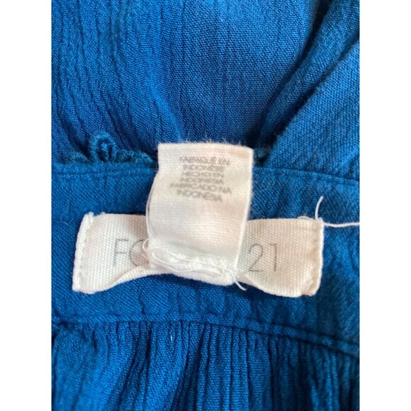 Forever 21 Womens Tank Top Small Blue Cropped Ruffled Lace Trim Boho Hippie - Picture 5 of 8